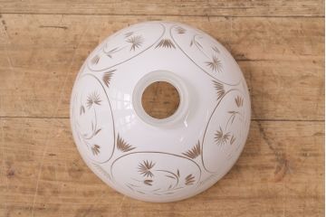 アンティーク照明　端正な美しさが際立つ爽やかな切子ガラス電笠照明　レプリカ(被せガラス、天井照明、吊り下げ照明、ペンダントライト)(R-048465)