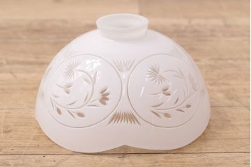 アンティーク照明　端正な美しさが際立つ爽やかな切子ガラス電笠照明　レプリカ(被せガラス、天井照明、吊り下げ照明、ペンダントライト)(R-048465)