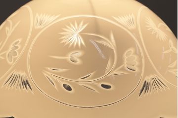 アンティーク照明　端正な美しさが際立つ爽やかな切子ガラス電笠照明　レプリカ(被せガラス、天井照明、吊り下げ照明、ペンダントライト)(R-048466)