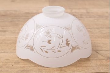 アンティーク照明　端正な美しさが際立つ爽やかな切子ガラス電笠照明　レプリカ(被せガラス、天井照明、吊り下げ照明、ペンダントライト)(R-048466)