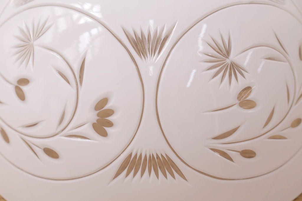 アンティーク照明　端正な美しさが際立つ爽やかな切子ガラス電笠照明　レプリカ(被せガラス、天井照明、吊り下げ照明、ペンダントライト)(R-048466)