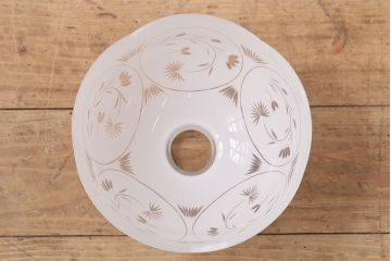 アンティーク照明　端正な美しさが際立つ爽やかな切子ガラス電笠照明　レプリカ(被せガラス、天井照明、吊り下げ照明、ペンダントライト)(R-048466)