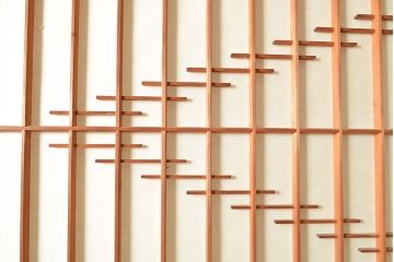 ヴィンテージ建具　細やかな意匠が施されたデザインが目を引く組子入り障子戸4枚セット(引き戸、建具、ビンテージ)(R-048473)