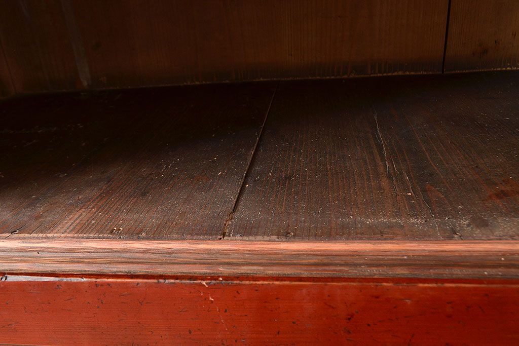 和製アンティーク　希少・美品!赤みがかった色味が上質な雰囲気を醸し出す水屋箪笥サイドボード(7尺水屋箪笥、収納棚、戸棚、サイドキャビネット)(R-048476)