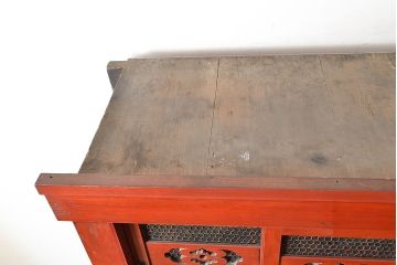 和製アンティーク　希少・美品!赤みがかった色味が上質な雰囲気を醸し出す水屋箪笥サイドボード(7尺水屋箪笥、収納棚、戸棚、サイドキャビネット)(R-048476)