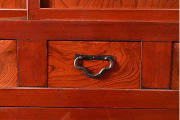 和製アンティーク　希少・美品!赤みがかった色味が上質な雰囲気を醸し出す水屋箪笥サイドボード(7尺水屋箪笥、収納棚、戸棚、サイドキャビネット)(R-048476)