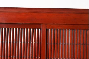 和製アンティーク　希少・美品!赤みがかった色味が上質な雰囲気を醸し出す水屋箪笥サイドボード(7尺水屋箪笥、収納棚、戸棚、サイドキャビネット)(R-048476)