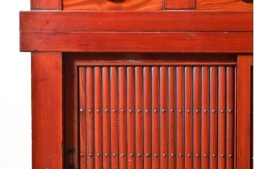 和製アンティーク 希少・美品!赤みがかった色味が上質な雰囲気を醸し出す水屋箪笥サイドボード(7尺水屋箪笥、収納棚、戸棚、サイドキャビネット)(R-048477)