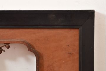 アンティーク建具　梅の木・菖蒲　鳥のさえずりが聞こえてきそうな表現が見事な彫刻欄間(明り取り、建具)(R-048483)