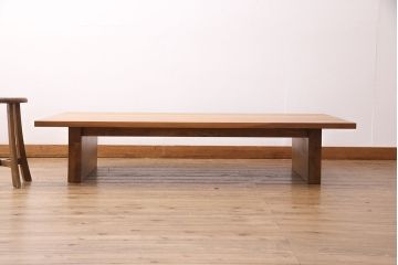 中古　ウォールナット無垢材　木の質感そのまま!ぬくもりを感じられるローテーブル(座卓、作業台)(R-048485)