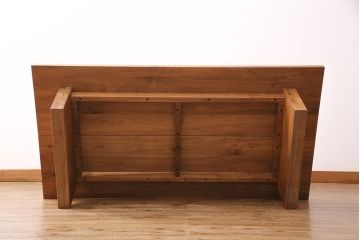 中古　ウォールナット無垢材　木の質感そのまま!ぬくもりを感じられるローテーブル(座卓、作業台)(R-048485)