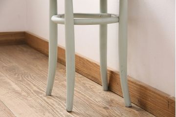 アンティーク家具　優しげな色合いのレトロなペイントスツール(木製チェア、丸椅子)(R-048494)