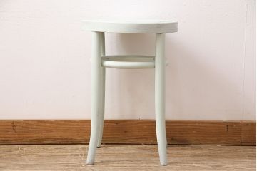 アンティーク家具　優しげな色合いのレトロなペイントスツール(木製チェア、丸椅子)(R-048494)