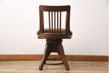 アンティーク家具　樺材　落ち着いた色合いのレトロな回転チェア(ドクターチェア、回転椅子、椅子)(R-048495)