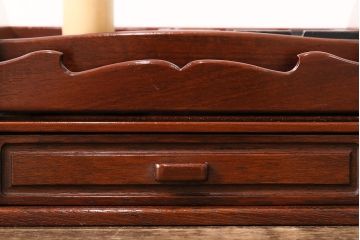 中古　カリモク家具(karimoku)　上質な和の風情漂うカリン材製の煙草盆(たばこ盆、煙草入れ、小物入れ、花梨材)(R-048503)