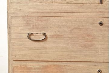 和製アンティーク　前面桐材　衣装盆付き　桐箪笥(着物箪笥、引き出し、和タンス、衣装箪笥)(R-048506)