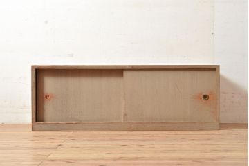 昭和レトロ　総桐材　シンプルな収納棚(ローボード、桐箪笥、戸棚、桐たんす)(R-048511)
