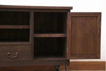 和製アンティーク　天板・脚付きリメイク　渋い風合いが魅力のローボード(テレビ台、テレビボード、収納棚)(R-048523)