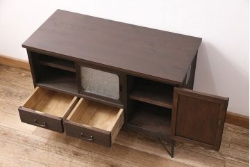 和製アンティーク　天板・脚付きリメイク　渋い風合いが魅力のローボード(テレビ台、テレビボード、収納棚)(R-048523)