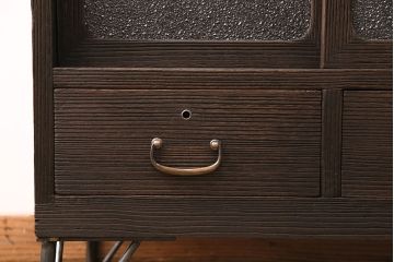 和製アンティーク　天板・脚付きリメイク　渋い風合いが魅力のローボード(テレビ台、テレビボード、収納棚)(R-048523)