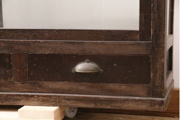 和製アンティーク　昭和初期のナラ材製ガラスケース(ショーケース、陳列棚、店舗什器)(R-048529)