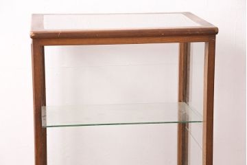 アンティーク家具　素朴で温かみのある風合いが魅力のガラスケース(ショーケース、飾り棚、陳列棚、店舗什器)(R-048532)