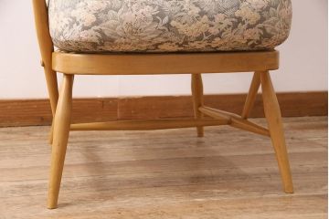 ヴィンテージ家具　ERCOL(アーコール)　エバーグリーン　エレガントな雰囲気漂う1人掛けイージーチェア(ラウンジチェア、アームチェア、椅子、ソファ、ビンテージ)(R-048538)