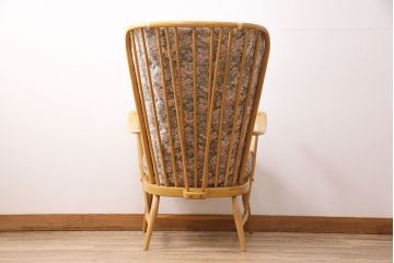 ヴィンテージ家具　ERCOL(アーコール)　エバーグリーン　エレガントな雰囲気漂う1人掛けイージーチェア(ラウンジチェア、アームチェア、椅子、ソファ、ビンテージ)(R-048539)