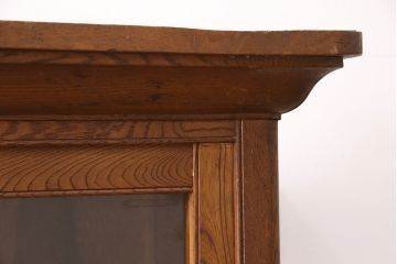 アンティーク家具　栓材　収納力抜群!味わい深い木肌が魅力の戸棚(キャビネット、ガラスケース、ガラス戸棚、収納棚)(R-048545)