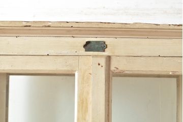 和製アンティーク　昭和初期　珍しいデザインのペイントキャビネット(デンタルケース、デンタルキャビネット、ケビント、ガラスケース、戸棚)(R-048553)