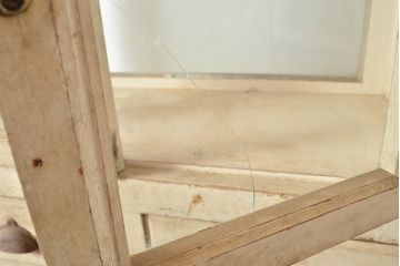 和製アンティーク　昭和初期　珍しいデザインのペイントキャビネット(デンタルケース、デンタルキャビネット、ケビント、ガラスケース、戸棚)(R-048553)