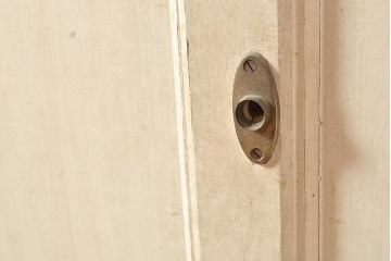 和製アンティーク　昭和初期　珍しいデザインのペイントキャビネット(デンタルケース、デンタルキャビネット、ケビント、ガラスケース、戸棚)(R-048553)