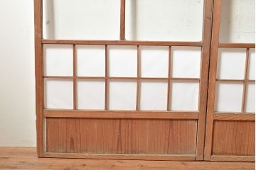 アンティーク建具　落ち着きのある和空間を演出してくれる升格子障子戸4枚セット(引き戸、建具)(R-048556)