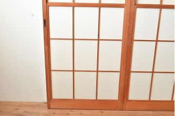アンティーク建具　情緒溢れる和の雰囲気漂う雪見障子戸4枚セット(摺り上げ障子戸、引き戸、擦り上げ障子戸、擦上障子戸、建具)(R-048557)