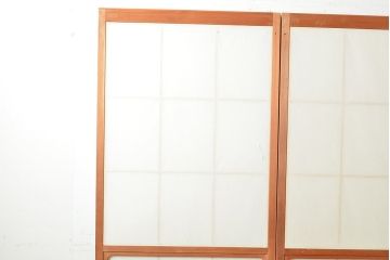アンティーク建具　情緒溢れる和の雰囲気漂う雪見障子戸4枚セット(摺り上げ障子戸、引き戸、擦り上げ障子戸、擦上障子戸、建具)(R-048557)