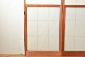 アンティーク建具　情緒溢れる和の雰囲気漂う雪見障子戸4枚セット(摺り上げ障子戸、引き戸、擦り上げ障子戸、擦上障子戸、建具)(R-048557)