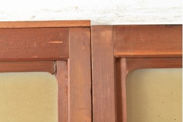 アンティーク建具　結霜ガラスが懐かしさを漂わせるガラス戸2枚セット(引き戸、建具)(R-048558)