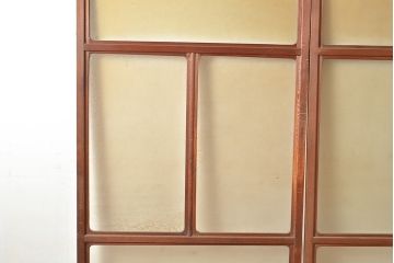 アンティーク建具　結霜ガラスが懐かしさを漂わせるガラス戸2枚セット(引き戸、建具)(R-048558)