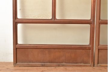 アンティーク建具　結霜ガラスが懐かしさを漂わせるガラス戸2枚セット(引き戸、建具)(R-048558)