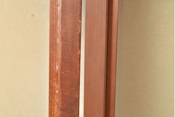 アンティーク建具　結霜ガラスが懐かしさを漂わせるガラス戸2枚セット(引き戸、建具)(R-048558)