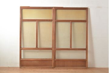 アンティーク建具　結霜ガラスが懐かしさを漂わせるガラス戸2枚セット(引き戸、建具)(R-048558)