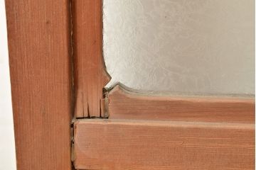 アンティーク建具　結霜ガラスが懐かしさを漂わせるガラス戸2枚セット(引き戸、建具)(R-048558)