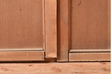 アンティーク建具　結霜ガラスが懐かしさを漂わせるガラス戸2枚セット(引き戸、建具)(R-048558)