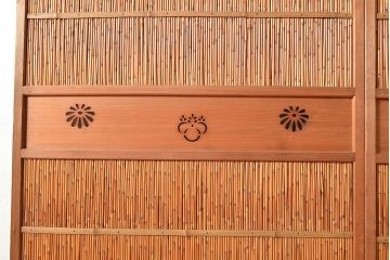 アンティーク建具　爽涼な佇まいが風情ある御簾戸2枚セット(建具、簾戸、簀戸、葭戸、夏障子、すど、葦戸)(R-048559)