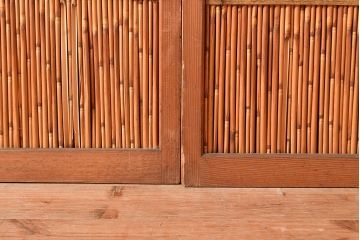 アンティーク建具　爽涼な佇まいが風情ある御簾戸2枚セット(建具、簾戸、簀戸、葭戸、夏障子、すど、葦戸)(R-048559)