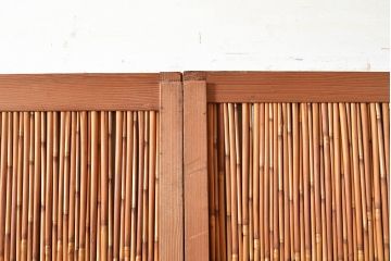 アンティーク建具　爽涼な佇まいが風情ある御簾戸2枚セット(建具、簾戸、簀戸、葭戸、夏障子、すど、葦戸)(R-048559)