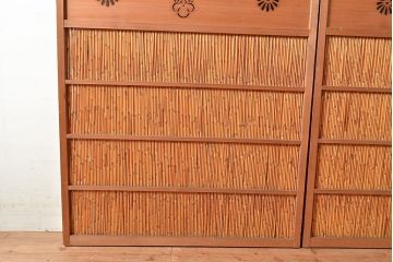 アンティーク建具　爽涼な佇まいが風情ある御簾戸2枚セット(建具、簾戸、簀戸、葭戸、夏障子、すど、葦戸)(R-048559)