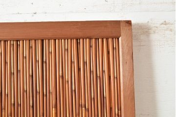 アンティーク建具　上品な透かし彫りが風情漂う御簾戸2枚セット(建具、簾戸、簀戸、葭戸、夏障子、すど、葦戸)(R-048560)