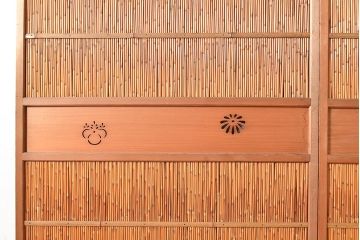 アンティーク建具　上品な透かし彫りが風情漂う御簾戸2枚セット(建具、簾戸、簀戸、葭戸、夏障子、すど、葦戸)(R-048560)