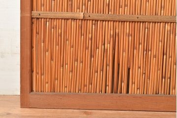 アンティーク建具　上品な透かし彫りが風情漂う御簾戸2枚セット(建具、簾戸、簀戸、葭戸、夏障子、すど、葦戸)(R-048560)